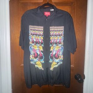 SUPREME BLACK VISCOSE BUTTON DOWN SHIRT IN EXCELLENT CONDITION